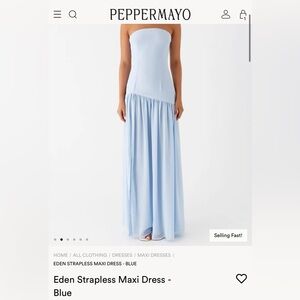 Peppermayo Eden Strapless Maxi Dress - Pale Blue